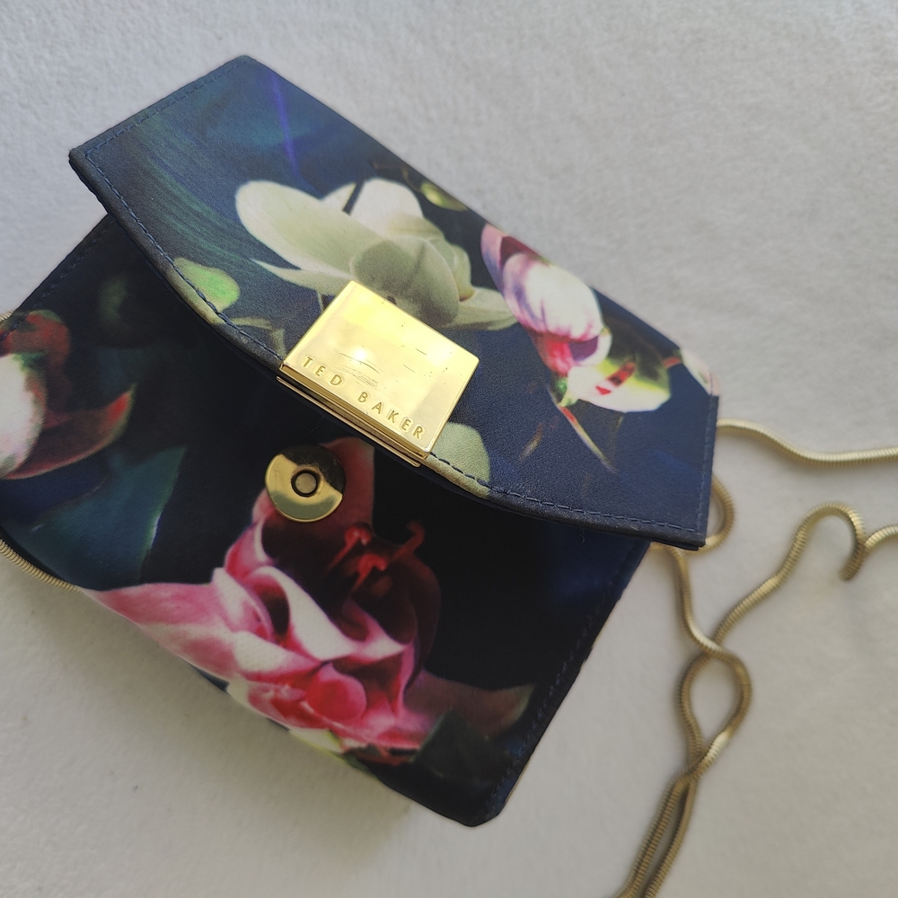 Ted Baker Floral Crossbody Bag - Black and Gold